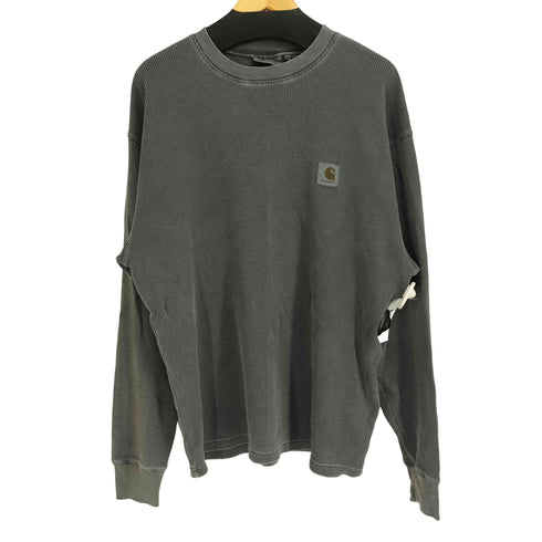 カーハートワークインプログレス Carhartt WIP L/S VISTA WAFFLE T-SHIRT - Black (garment dyed) メンズ import:M