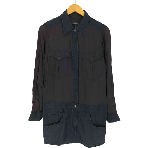 イザベルマラン ISABEL MARANT レーヨン デニム切替比翼シャツワンピース レディース 36