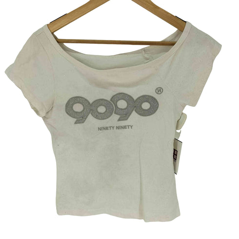 ナインティナインティ 9090 OG Logo Of f Shoulder Glitter Tee レディース import:M