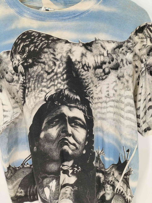 caribbean dream ネイティブアメリカン & イーグル Tシャツ 袖&裾シングル メンズ import:XL
