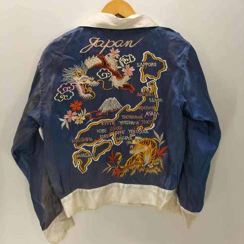 40-50S 龍 虎 JAPAN マップ 日本地図 両面 刺繍 スカ シャツ ジャケット VINTAGE ヴィンテージ メンズ