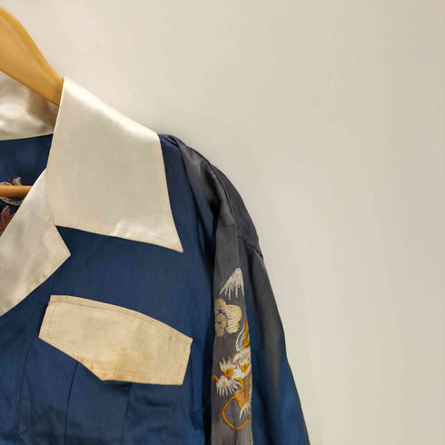 40-50S 龍 虎 JAPAN マップ 日本地図 両面 刺繍 スカ シャツ ジャケット VINTAGE ヴィンテージ メンズ