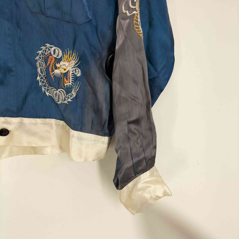 40-50S 龍 虎 JAPAN マップ 日本地図 両面 刺繍 スカ シャツ ジャケット VINTAGE ヴィンテージ メンズ
