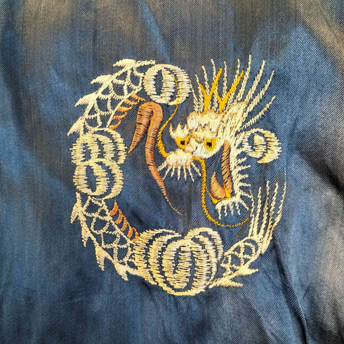 40-50S 龍 虎 JAPAN マップ 日本地図 両面 刺繍 スカ シャツ ジャケット VINTAGE ヴィンテージ メンズ
