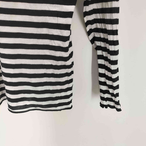 アニエスベー agnes b. ハイネック ボーダー タートル ネック シャツ 長袖 Tシャツ ロンT レディース