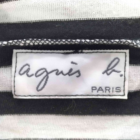 アニエスベー agnes b. ハイネック ボーダー タートル ネック シャツ 長袖 Tシャツ ロンT レディース