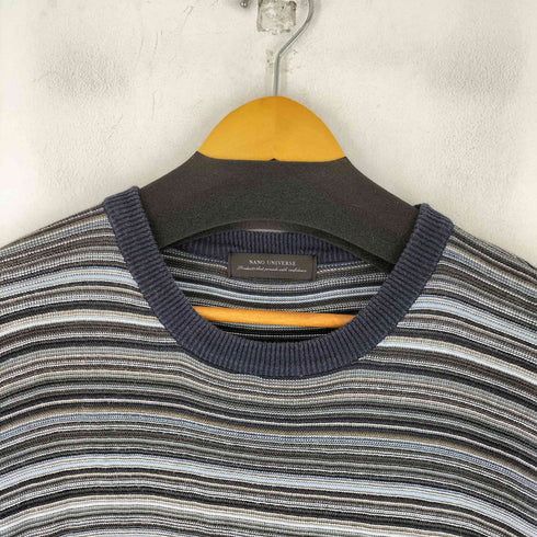 ナノユニバース NANO universe マルチボーダーガーターニットTシャツ メンズ JPN:L