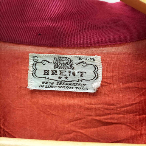 ブレント BRENT 50S レーヨン ギャバ 織り 両フラップ ハンドステッチ L/S 開襟 オープンカラー シャツ ロカビリー vintage ヴィンテージ メンズ 16 2/1