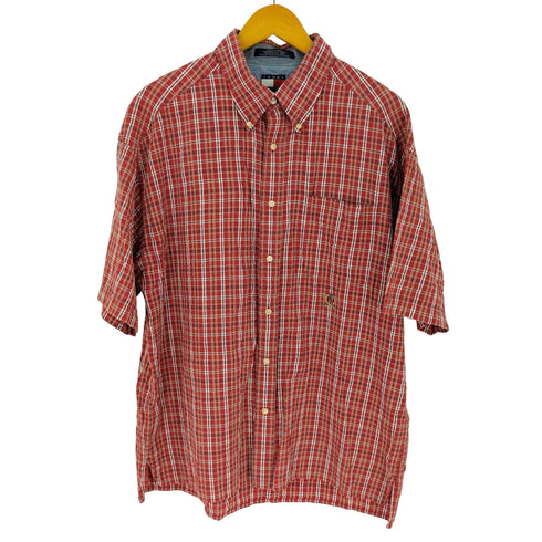 トミーヒルフィガー TOMMY HILFIGER シアサッカー 半袖 ボタンダウンシャツ メンズ import:XL