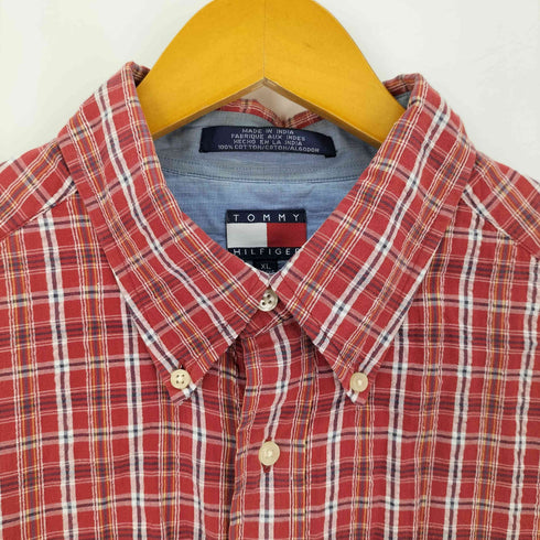 トミーヒルフィガー TOMMY HILFIGER シアサッカー 半袖 ボタンダウンシャツ メンズ import:XL