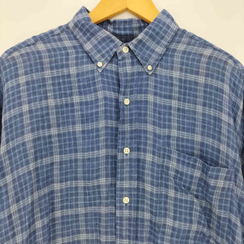 ラルフローレン RALPH LAUREN 90s BLAKE リネン ボタンダウン チェック 長袖シャツ メンズ import:L