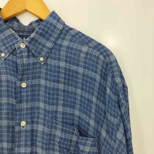 ラルフローレン RALPH LAUREN 90s BLAKE リネン ボタンダウン チェック 長袖シャツ メンズ import:L