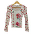 デシグアル Desigual White blouse with floral print フラワープリント インサイドアウト リブ L/S カットソー レディース import:S