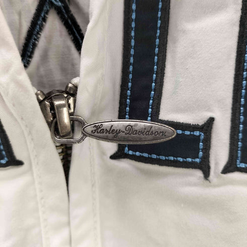 ハーレーダビッドソン HARLEY-DAVIDSON 00S ノースリーブ ジップアップ レーシング シャツ ベスト Y2K レディース import:S