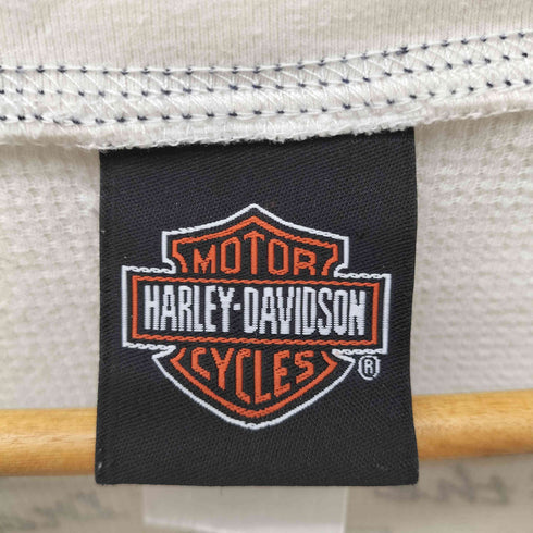 ハーレーダビッドソン HARLEY-DAVIDSON USA製 両面プリント サーマル ワッフル L/S カットソー Tシャツ ロンT ラインストーン Y2K コピーライト2011 レディース