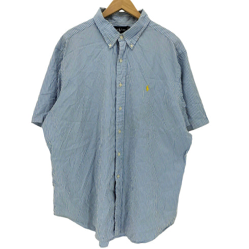 ラルフローレン RALPH LAUREN 90s CLASSIC FIT BD ストライプ柄 半袖シャツ メンズ import:XXL