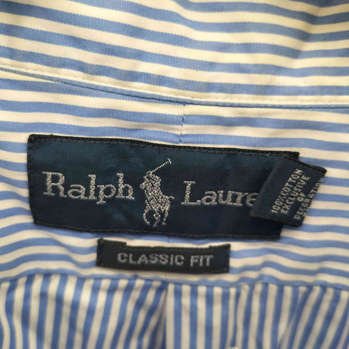 ラルフローレン RALPH LAUREN 90s CLASSIC FIT BD ストライプ柄 半袖シャツ メンズ import:XXL
