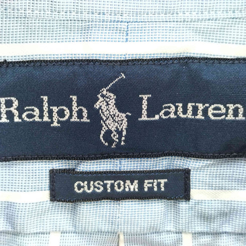 ラルフローレン RALPH LAUREN 香港製 CUSTOM FIT ポニー 刺繍 ストライプ L/S ボタンダウン シャツ メンズ LL 17 1/2