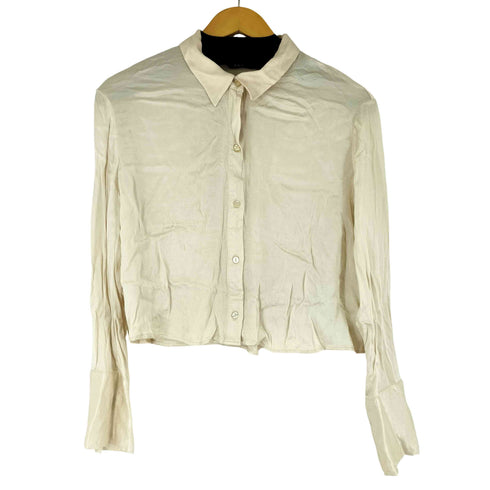 ザラ ZARA クロップドサテンシャツ レディース import:S