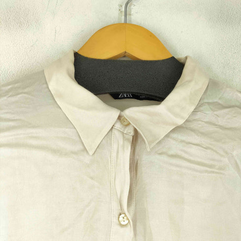 ザラ ZARA クロップドサテンシャツ レディース import:S