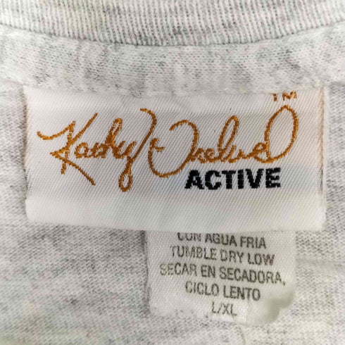 Kathy Ireland 80-90s USA製 モノトーン フラワープリント Tシャツ シングルステッチ メンズ L/XL