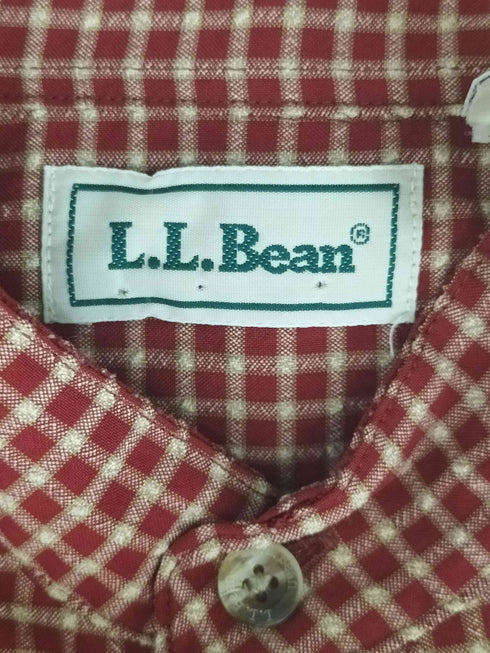 エルエルビーン L.L.Bean 90s シアサッカー バンドカラー チェックS/Sシャツ メンズ import:S