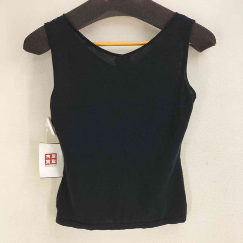 シビラ Sybilla 花柄刺繍切替コットンニットベスト レディース