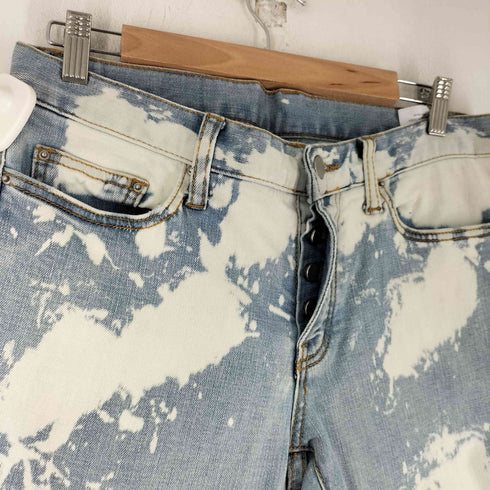 ミニマル mnml ブリーチデザイン ダメージ加工 ジップ裾 スキニーデニムパンツ メンズ US:30-31