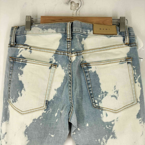 ミニマル mnml ブリーチデザイン ダメージ加工 ジップ裾 スキニーデニムパンツ メンズ US:30-31