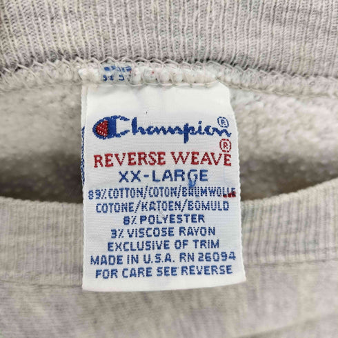 チャンピオン Champion 90S 刺繍タグ 企業ロゴプリント 目あり L/S リバースウィーブ スウェット メンズ JPN:XXL