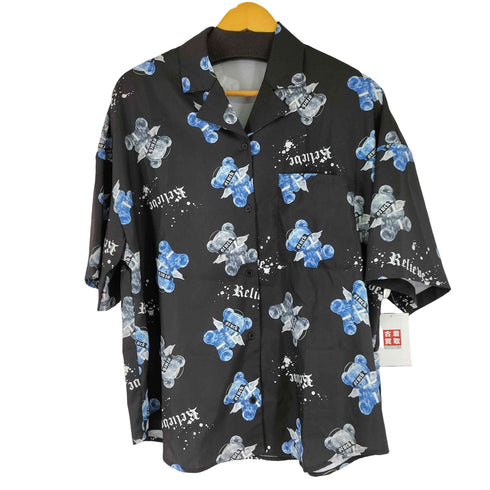 PLYMTONE ベアプリント 総柄 オープンカラー S/S シャツ レディース JPN:L