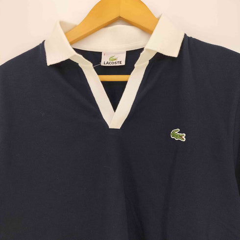 ラコステ LACOSTE ロゴ刺繍 スキッパー バイカラー 鹿の子 半袖ポロシャツ メンズ JPN:4