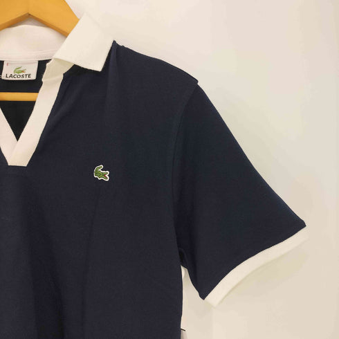 ラコステ LACOSTE ロゴ刺繍 スキッパー バイカラー 鹿の子 半袖ポロシャツ メンズ JPN:4