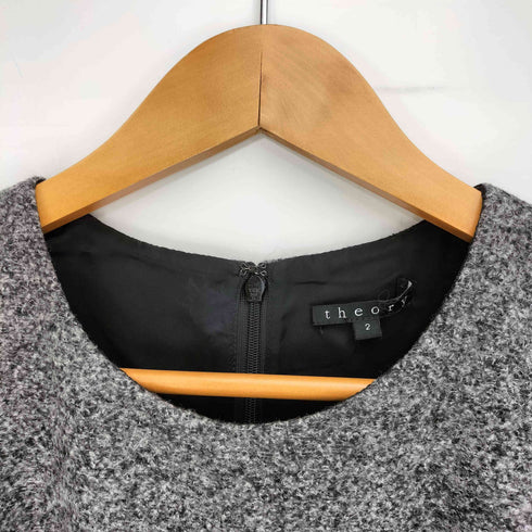 セオリー theory TWEED KNIT TREKANA ウールポリ Aライン ノースリーブワンピース レディース JPN:2