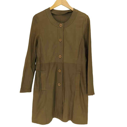 バルマン BALMAIN やぎ革 ゴートレザー ノーカラー レザー コート レディース JPN:9号