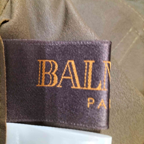 バルマン BALMAIN やぎ革 ゴートレザー ノーカラー レザー コート レディース JPN:9号