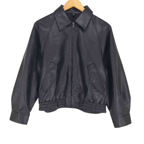 ジーユー GU 26SS フェイクレザー ハリントン ジャケット レディース M