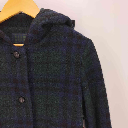 キース KEITH ブラックウォッチ メルトンウール フーデッド ステンカラーコート レディース EUR:40
