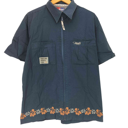 ベアー Bear 裾プリント ジップ S/S シャツ メンズ JPN:L
