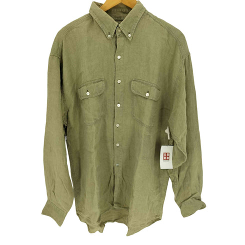 ギャップ Gap 90S OLD デカタグ ボタンダウン L/S リネン シャツ メンズ import:L