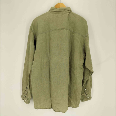 ギャップ Gap 90S OLD デカタグ ボタンダウン L/S リネン シャツ メンズ import:L