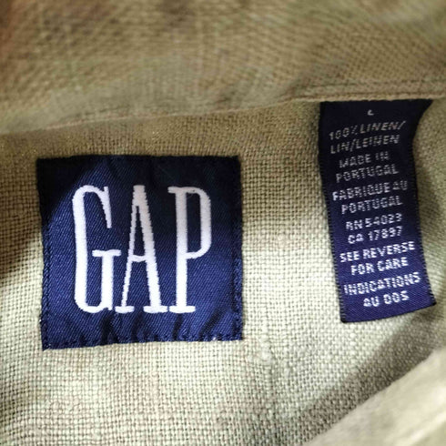 ギャップ Gap 90S OLD デカタグ ボタンダウン L/S リネン シャツ メンズ import:L