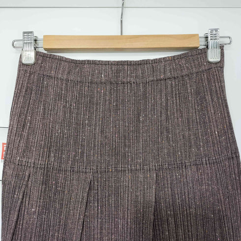 プリーツプリーズイッセイミヤケ PLEATS PLEASE ISSEY MIYAKE 12SS ネップ ツイード 転写 プリーツ ロングスカート レディース JPN:4