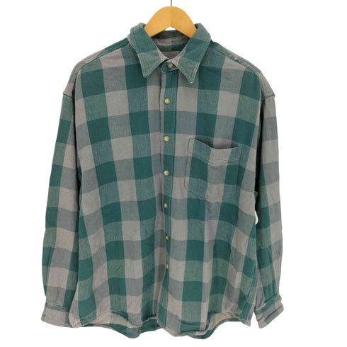 エディーバウアー Eddie Bauer 90S 白タグ ブロックチェック柄 L/S シャツ メンズ import:L