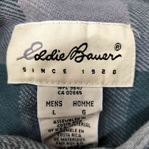 エディーバウアー Eddie Bauer 90S 白タグ ブロックチェック柄 L/S シャツ メンズ import:L