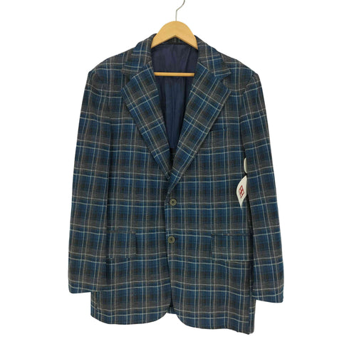 シアーズ Sears 70S proper care for knit garments チェック 背抜き 2B シングルブレスト テーラードジャケット メンズ US:42