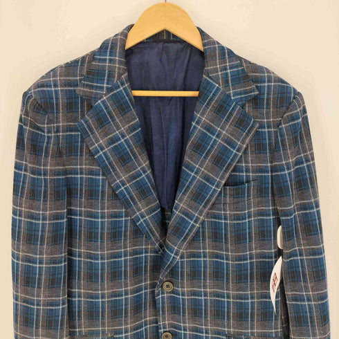 シアーズ Sears 70S proper care for knit garments チェック 背抜き 2B シングルブレスト テーラードジャケット メンズ US:42