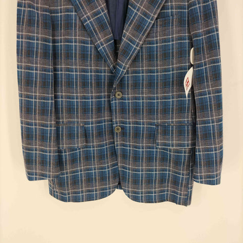 シアーズ Sears 70S proper care for knit garments チェック 背抜き 2B シングルブレスト テーラードジャケット メンズ US:42