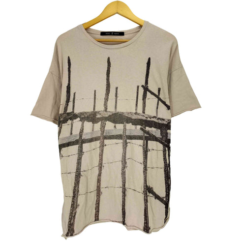 ノーアイディーブラック NO ID.BLACK 有刺鉄線 プリント クルーネックTシャツ メンズ ONE SIZE