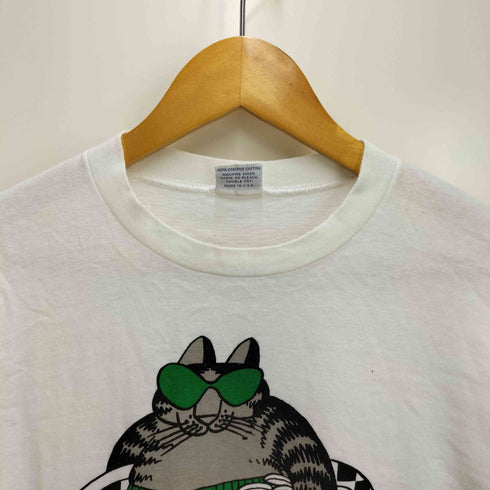 クレイジーシャツ CRAZY SHIRTS 90S USA製 クリバンキャット プリント S/S クルーネック Tシャツ メンズ import:L